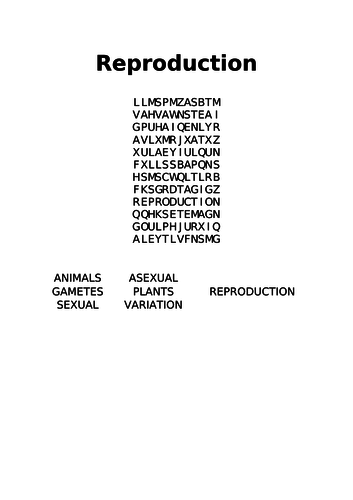 Reproduction Word Search