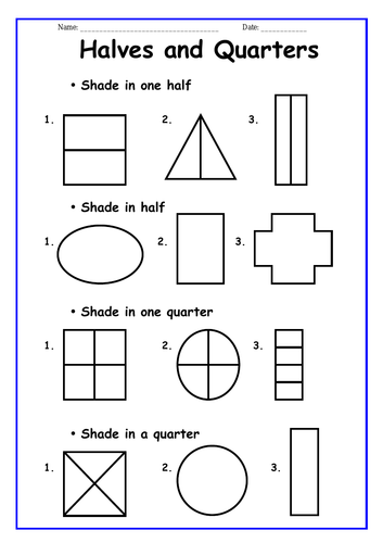 halves and quarters worksheets teaching resources