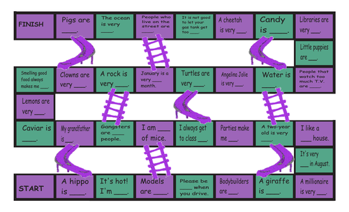 Adjectives Legal Size Text Chutes and Ladders Game | Teaching Resources