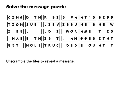 Solve the message puzzle from Steve Irwin