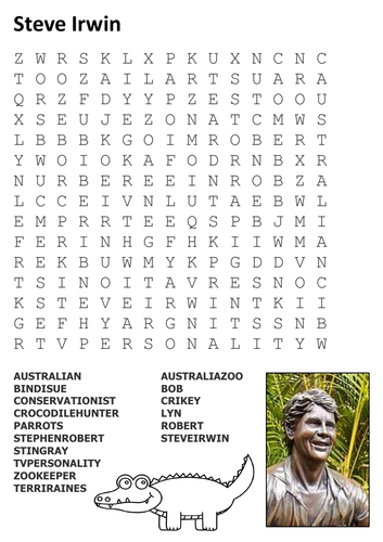 Steve Irwin Word Search