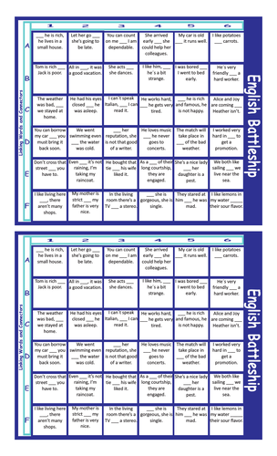 Linking Words And Connectors Legal Size Text Battleship Game Teaching Resources