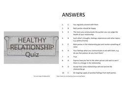 Healthy Relationship Quiz | Teaching Resources