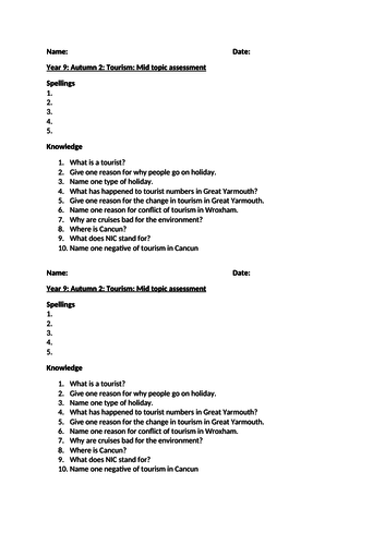 Tourism assessments