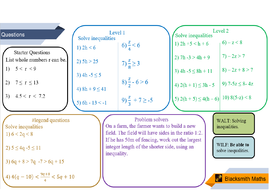 Solving inequalities worksheet | Teaching Resources