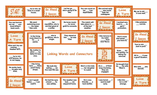 Linking Words And Connectors Legal Size Text Board Game Teaching Resources
