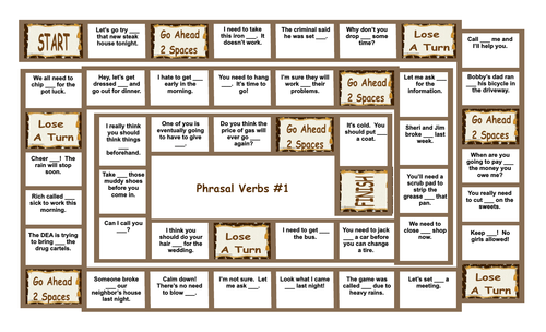 Phrasal Verbs #1 Legal Size Text Board Game | Teaching Resources
