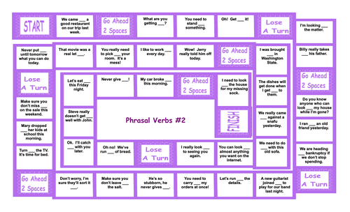 Phrasal Verbs #2 Legal Size Text Board Game | Teaching Resources
