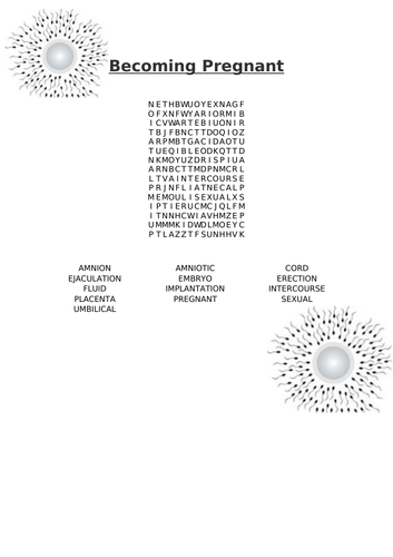 Becoming Pregnant Word Search