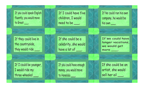 Conditional Sentences Type 2 Legal Size Text Card Game Teaching Resources