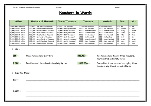 Writing LARGER Numbers in words