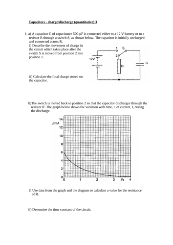 A-level Physics capacitor questions | Teaching Resources