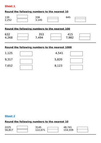 round numbers to nearest 10, 100, 1000 - worksheets & challenges - Y5