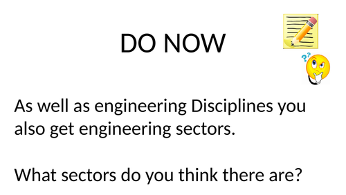 Engineering Aim A Lesson 3 - Engineering scetors