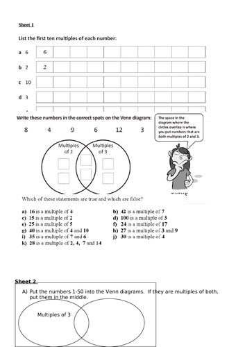 Identify multiples - worksheets & challenges - Y5