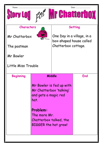 Mr Men - Mr Chatterbox Story Log