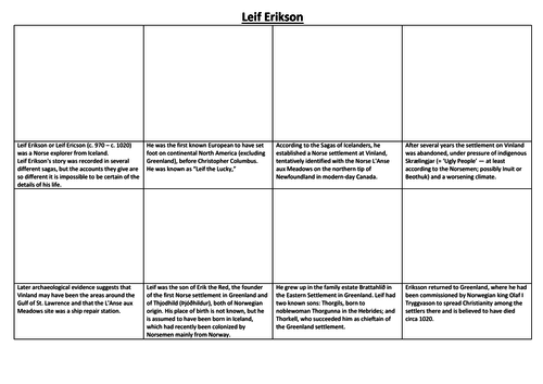 Leif Erikson Comic Strip and Storyboard