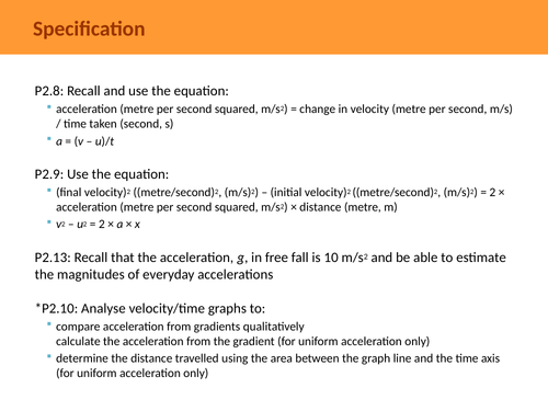 Acceleration - CP1 - Motion  (GCSE 9-1 Physics Edexcel)