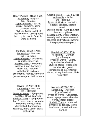 Classical Music (Chamber Music) Scheme of Learning