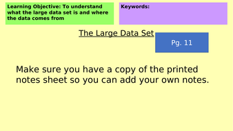 Large Data Set Introduction Edexcel | Teaching Resources