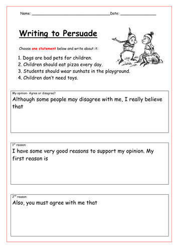 Writing to Persuade - Writing Frames