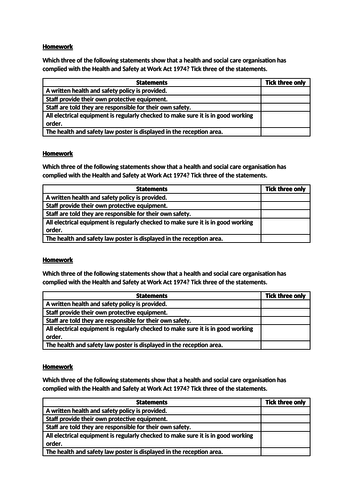 R021 - Health and Safety at Work Act 1974 - Health and social care