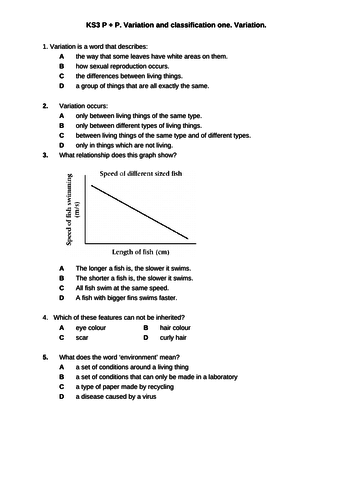 KS3 Unit 8B Biology - Classification - WORKSHEETS ONLY (reproduction ...