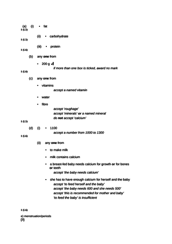 KS3 Unit 8A Biology Diet and digestion WORKSHEETS ONLY (Nutrients