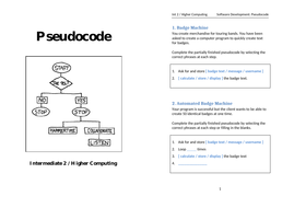 Introduction to Pseudocode Task Booklet (Int 2 / Higher Computing ...