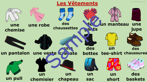 French clothing words - Les vêtements