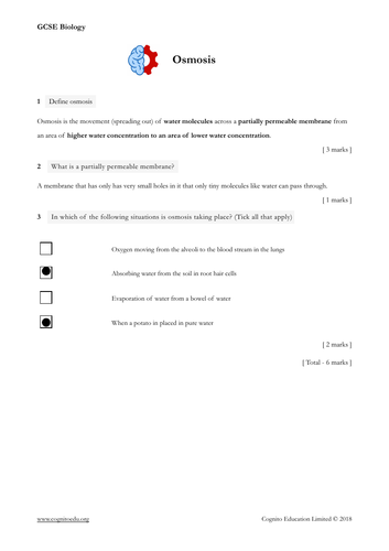 GCSE Biology (9-1) - Osmosis | Teaching Resources