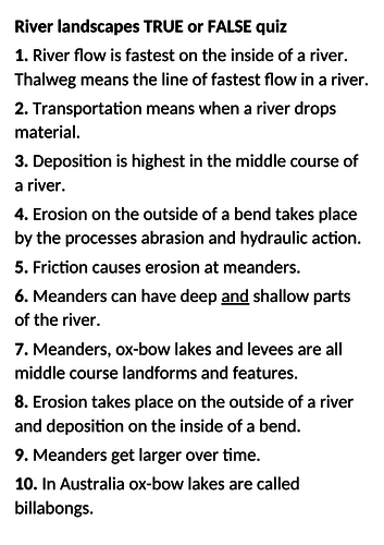 9 1 Aqa River Processes Several Progress Checks And Worksheets Teaching Resources 4768