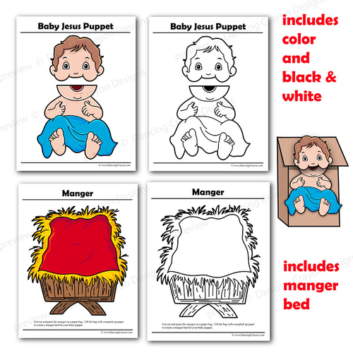 Christmas Craft Activity Holiday Printable Paper Bag Nativity Puppets Teaching Resources