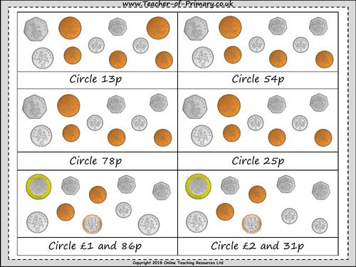 selecting money year 2 teaching resources