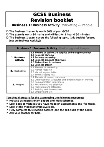 gcse business plan activity