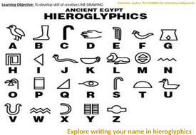 Ancient Egypt Art Graphics Task - Hieroglyphics - Line Drawing & Mark ...