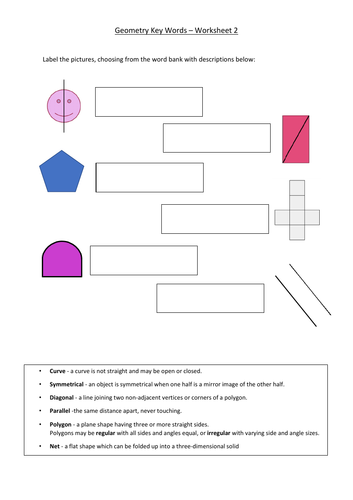 Geometry Keywords Worksheet 2 | Teaching Resources