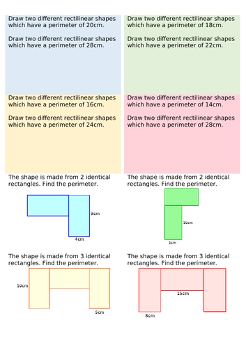 Year 4 - Perimeter of rectilinear shapes