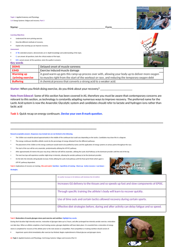 A-Level PE EDEXCEL (spec 2016) 1.4. Energy Systems: Part 3