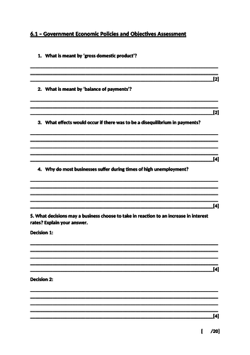 6.1 - Government Economic Policies and Objectives Assessment