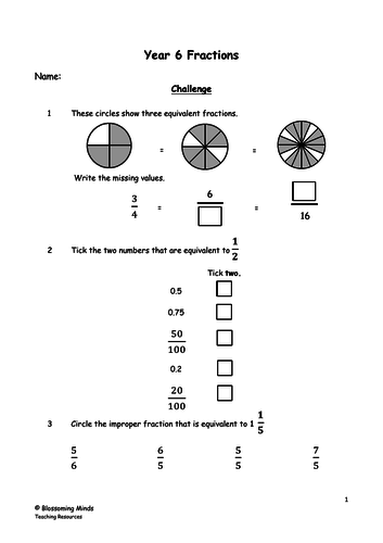 KS2 Year 6 Maths SATs - Fractions Revision | Teaching Resources