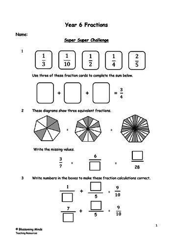 KS2 Year 6 Maths SATs - Fractions Revision | Teaching Resources