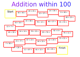 Addition within 100 game | Teaching Resources