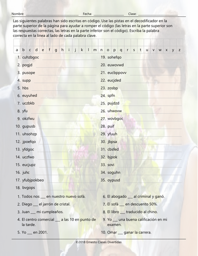 Past Simple Tense with Irregular Verbs Decoder Box Spanish Worksheet ...