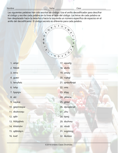 Past Simple Tense with Regular Verbs Decoder Ring Spanish Worksheet ...