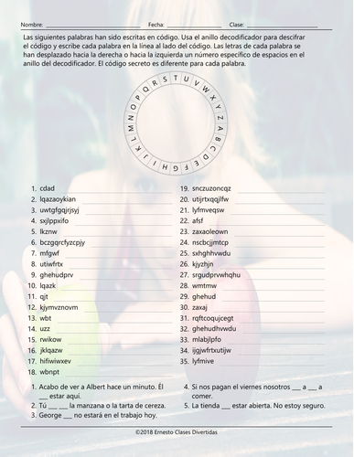 Possibility Modals Decoder Ring Spanish Worksheet | Teaching Resources