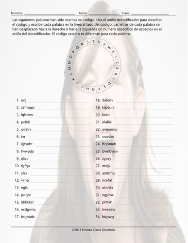 Body Parts Decoder Ring Spanish Worksheet | Teaching Resources