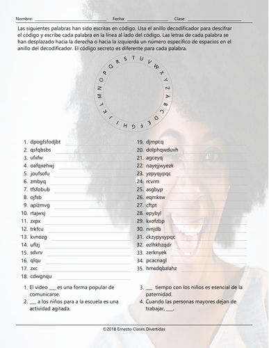 Dating and Marriage Decoder Ring Spanish Worksheet | Teaching Resources