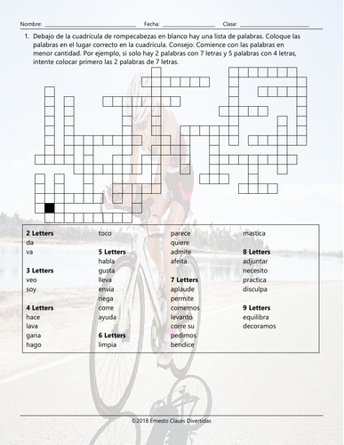 Present Simple Tense Framework Puzzle Spanish Worksheet | Teaching ...