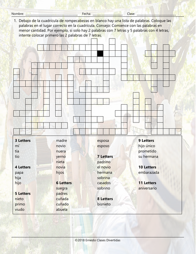 Family Members Framework Puzzle Spanish Worksheet | Teaching Resources